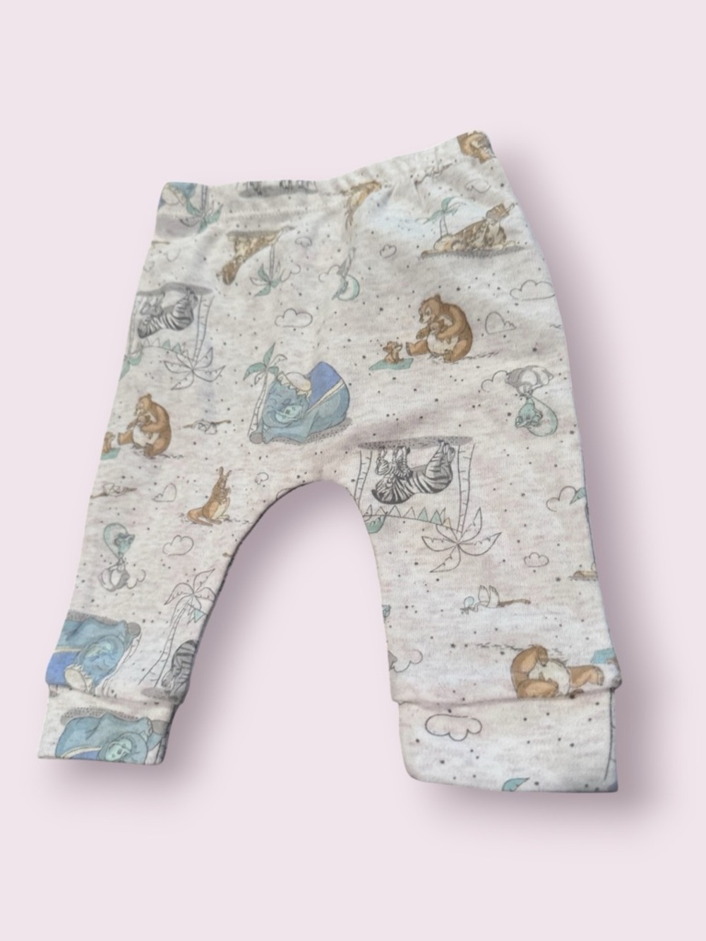 Disney Baby Wishes + Dreams Safari Animal Print Mom And Baby Pants 0-3 Mon - Picture 2 of 6